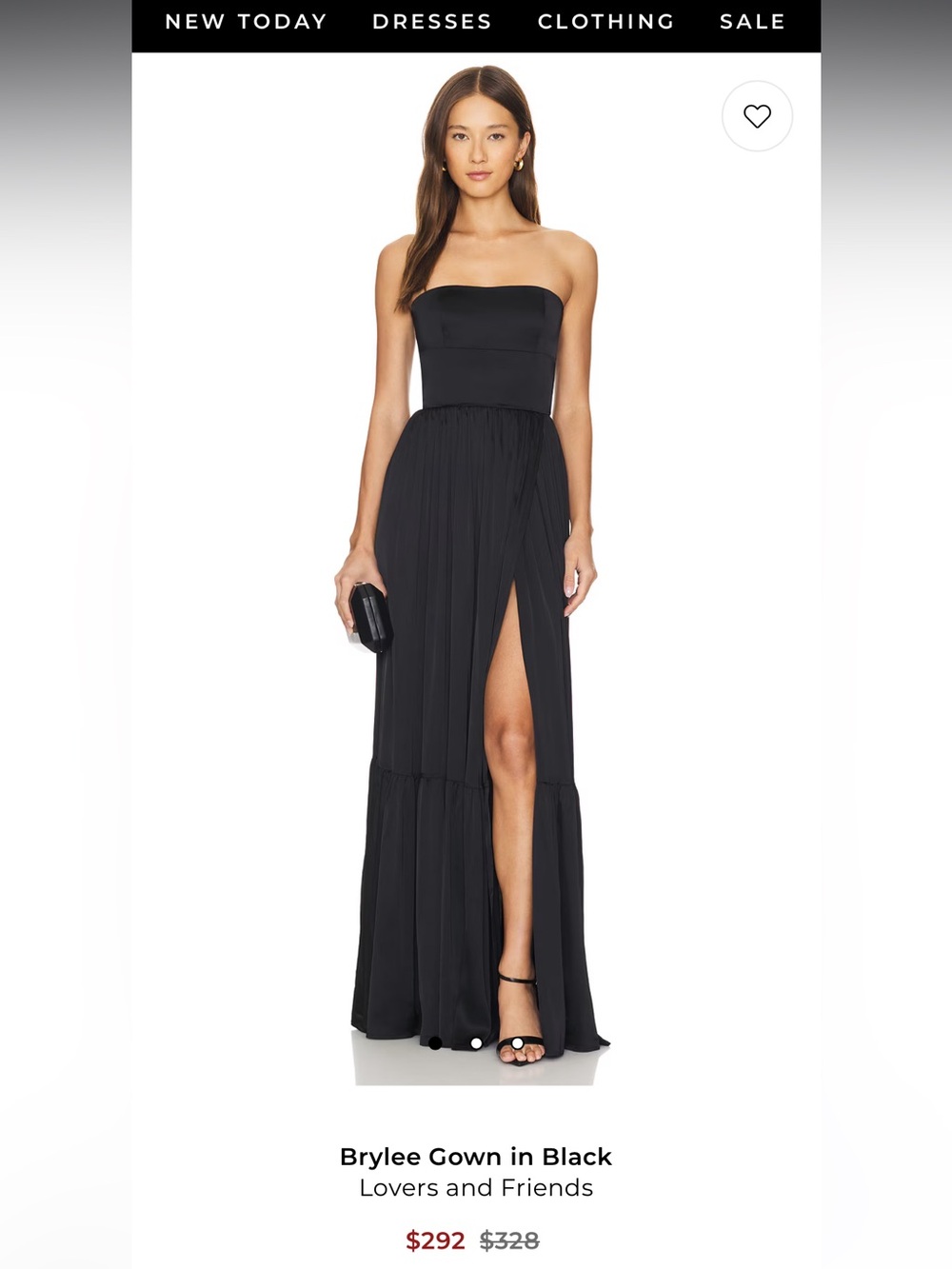 Lovers + Friends XS Brylee Strapless Black Maxi Gown with High Slit